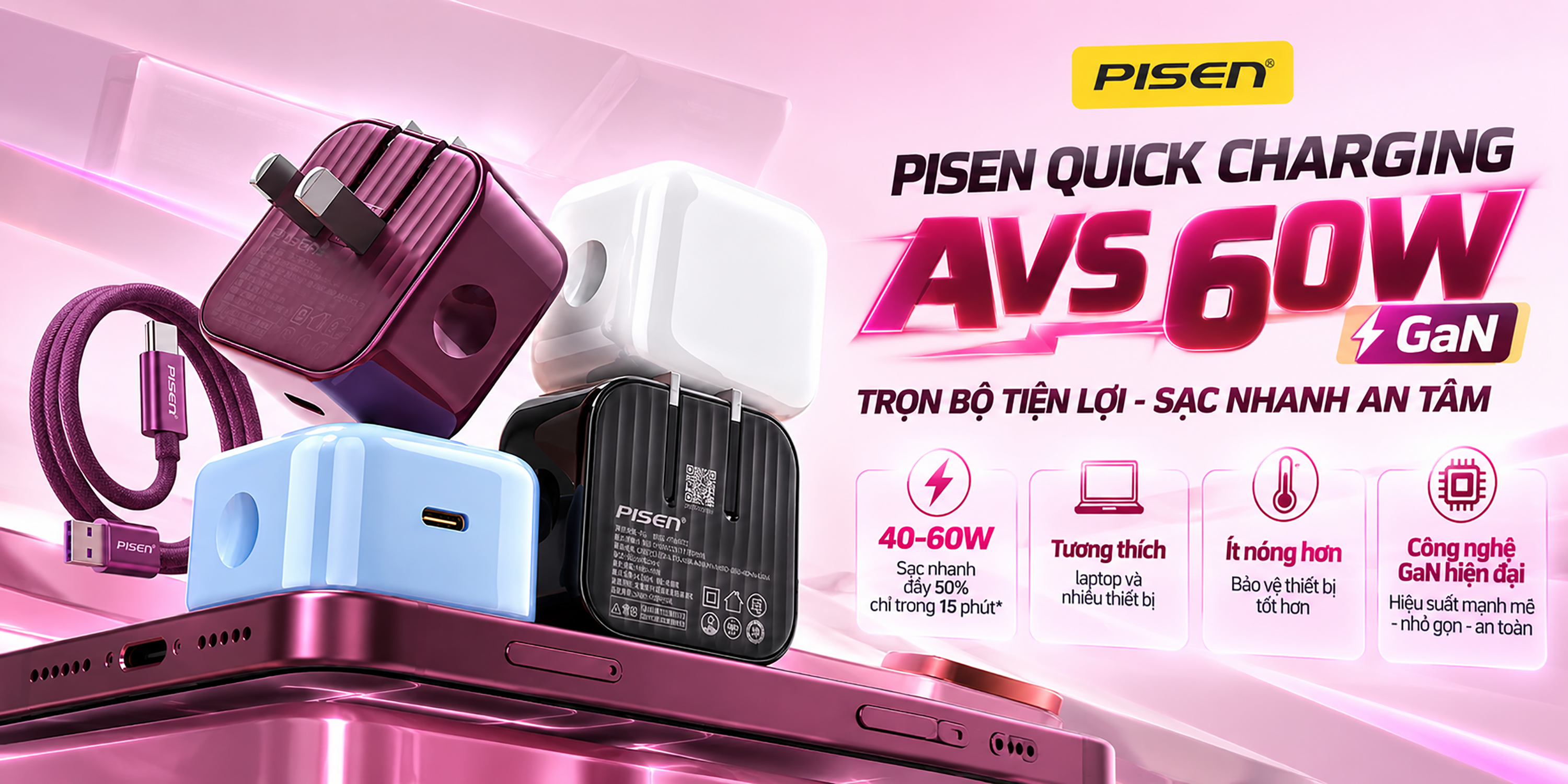 Pisen Quick Charging AVS 60W GaN