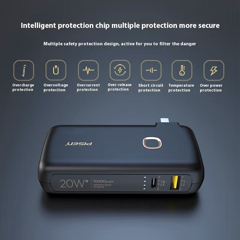 PISEN QUICK - High Power Box 20W 10000mAh - ĐIỆN BÁ ĐẠO, đen cổ điển
