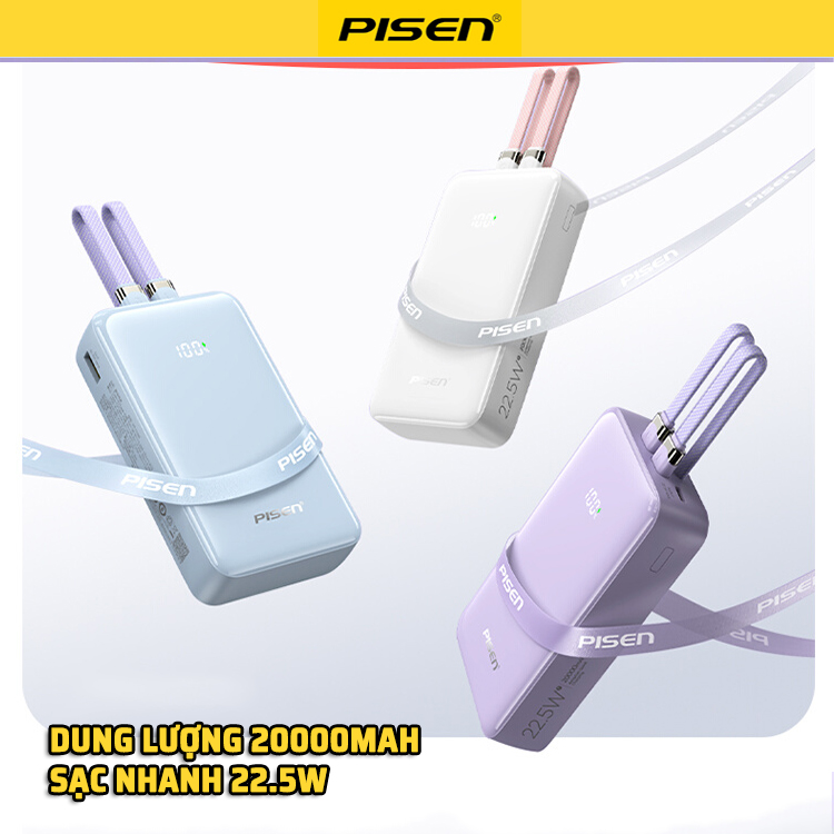 Pisen Quick Powerlink X2 22.5w  20000mAh - Thỏ con đáng yêu