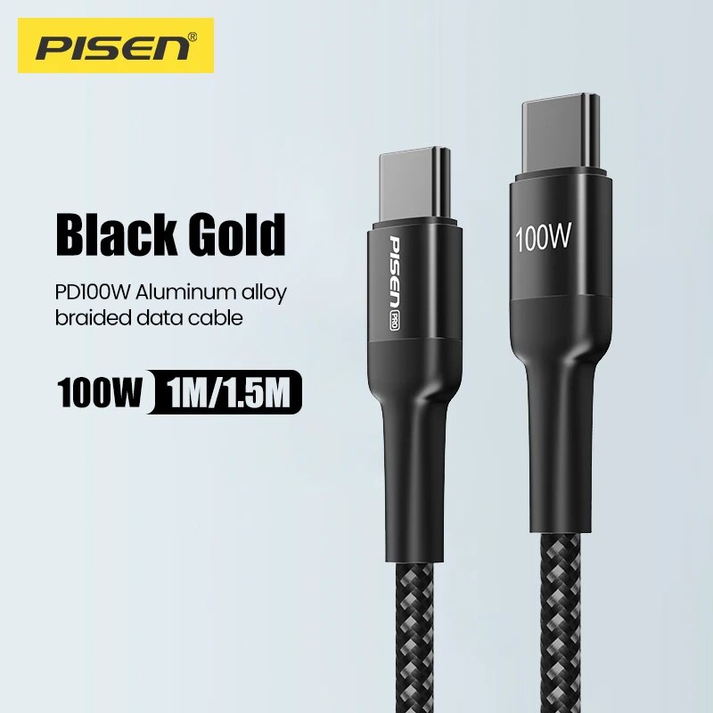 Cáp sạc nhanh PISEN PRO-Black Gold USB-C 100W 1m