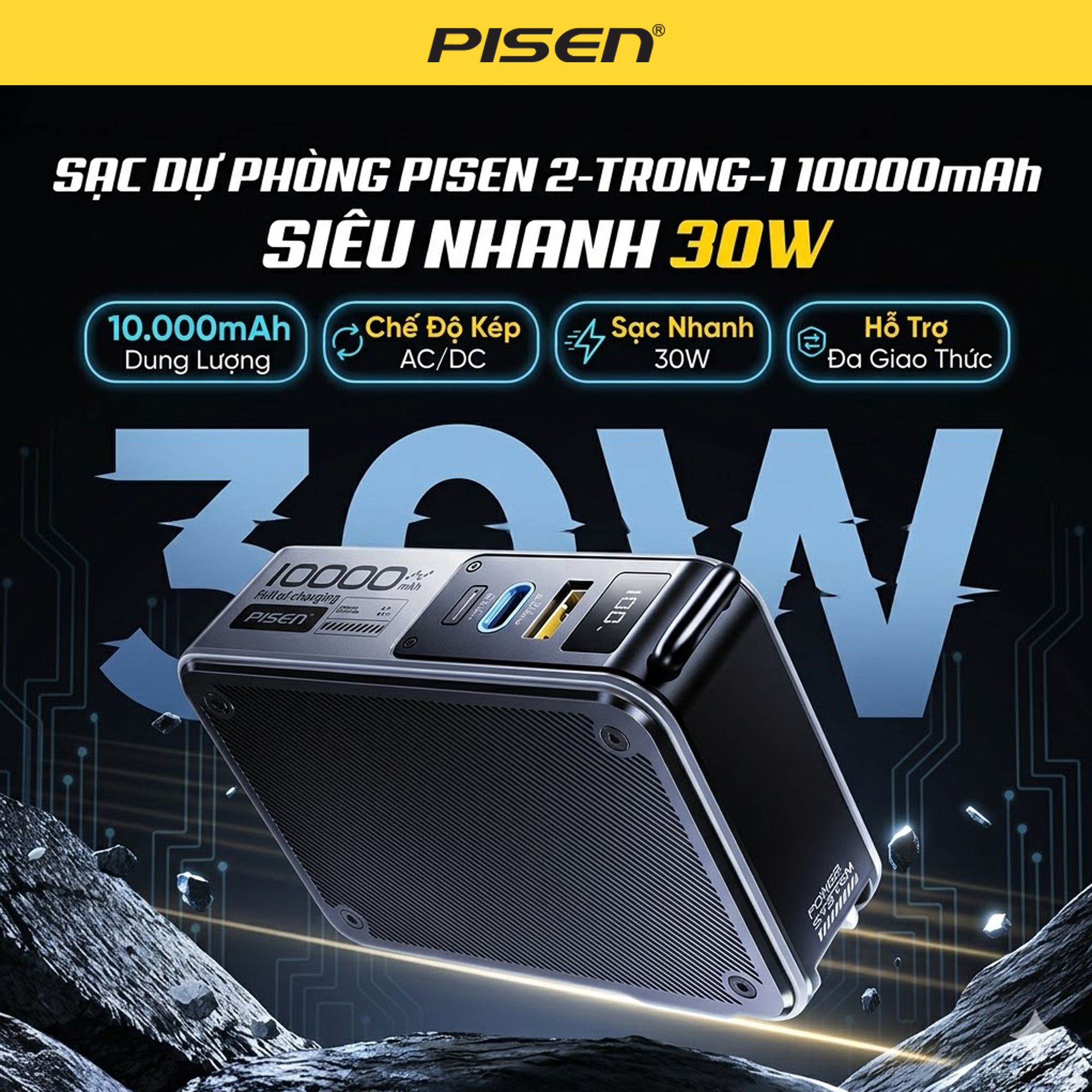 Sạc dự phòng 2 trong 1 30W 10000mAh