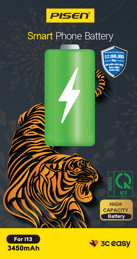 PISEN Tiger i13 - Pin dung lượng cao iPhone i13 