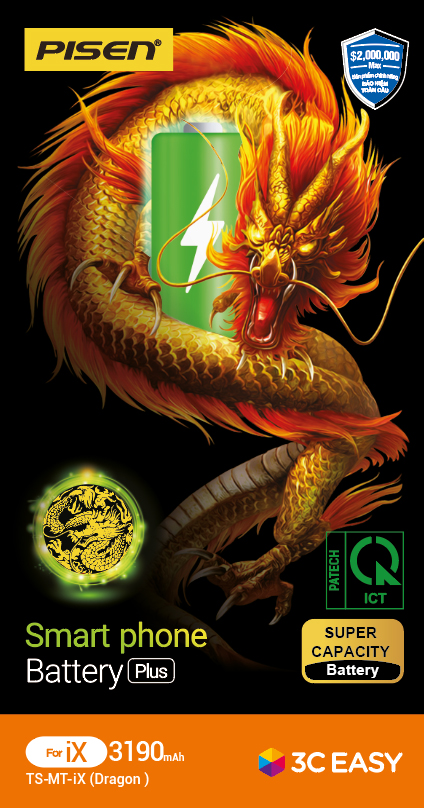 Pin iPhone iX - Pin siêu dung lượng - 3190mAh (PISEN Dragon )