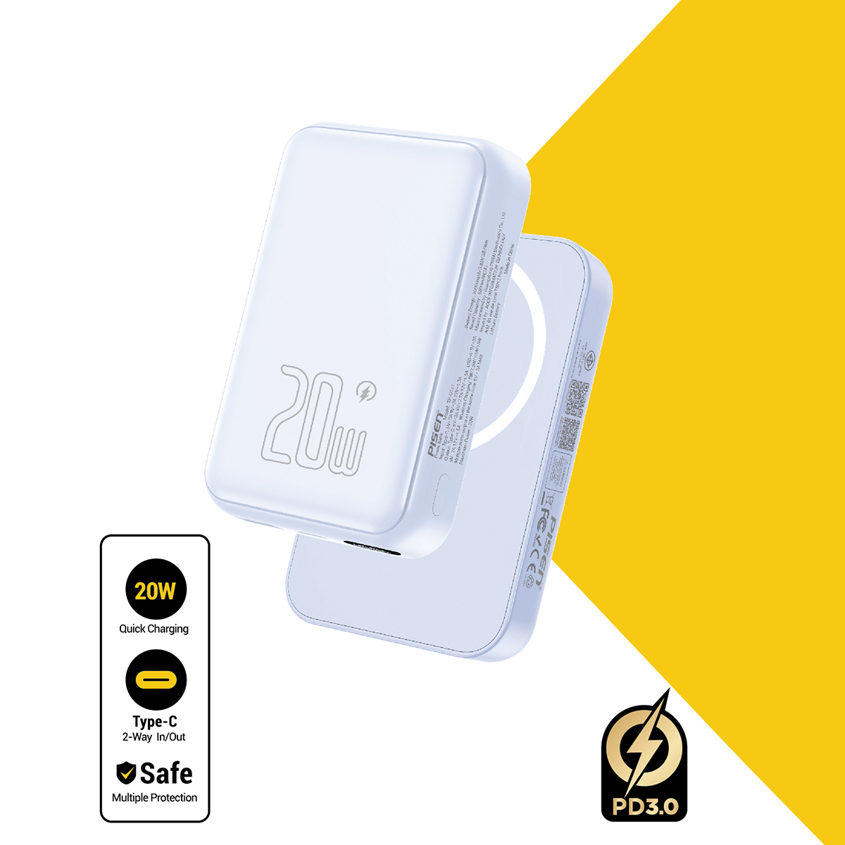 PISEN QUICK PowerMag 20W Digital , Blue Sky