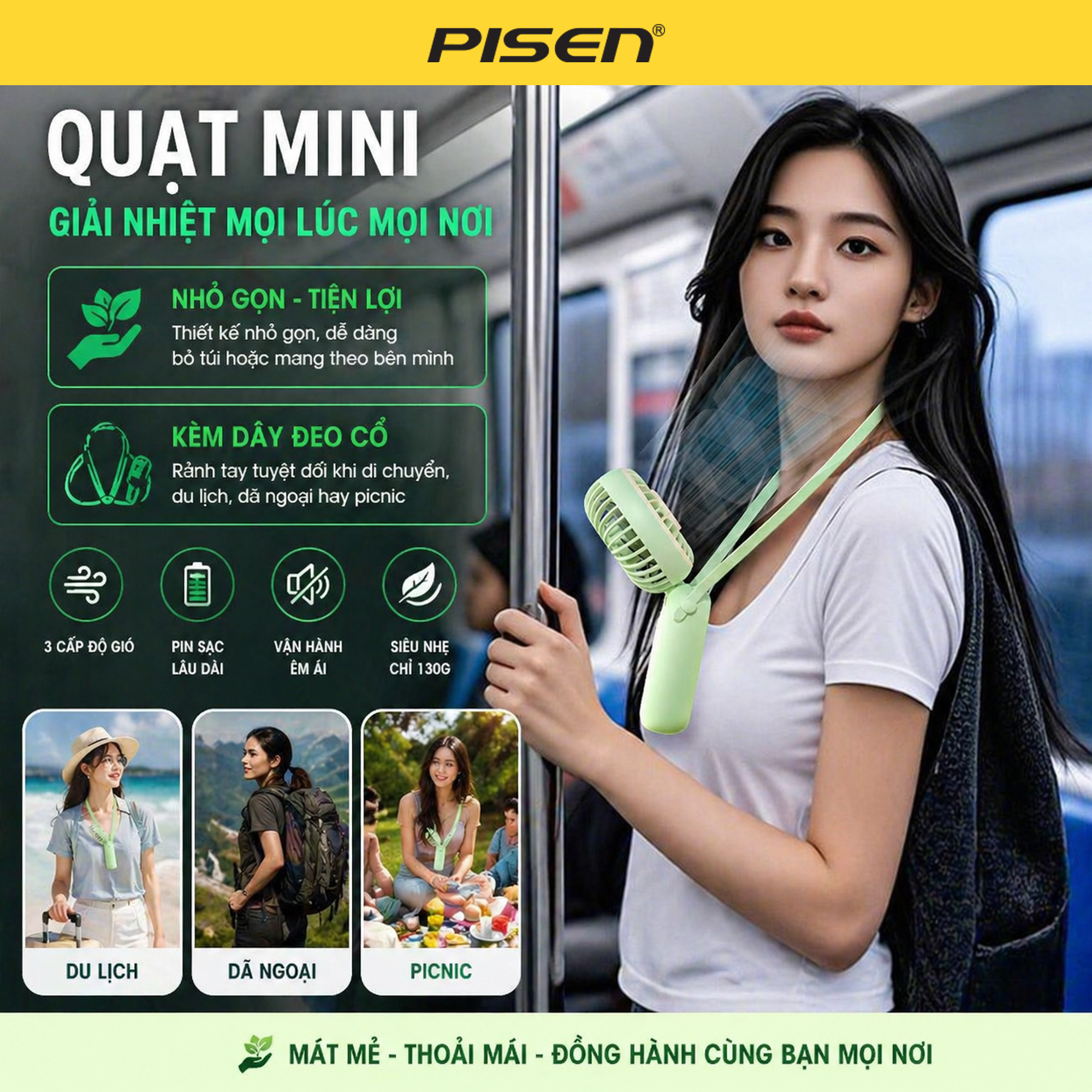 Quạt mini PISEN Kitty Breeze Colorful