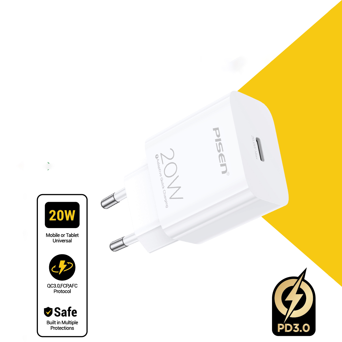 Sạc nhanh PISEN QUICK - Mr White USB-C 20W EU