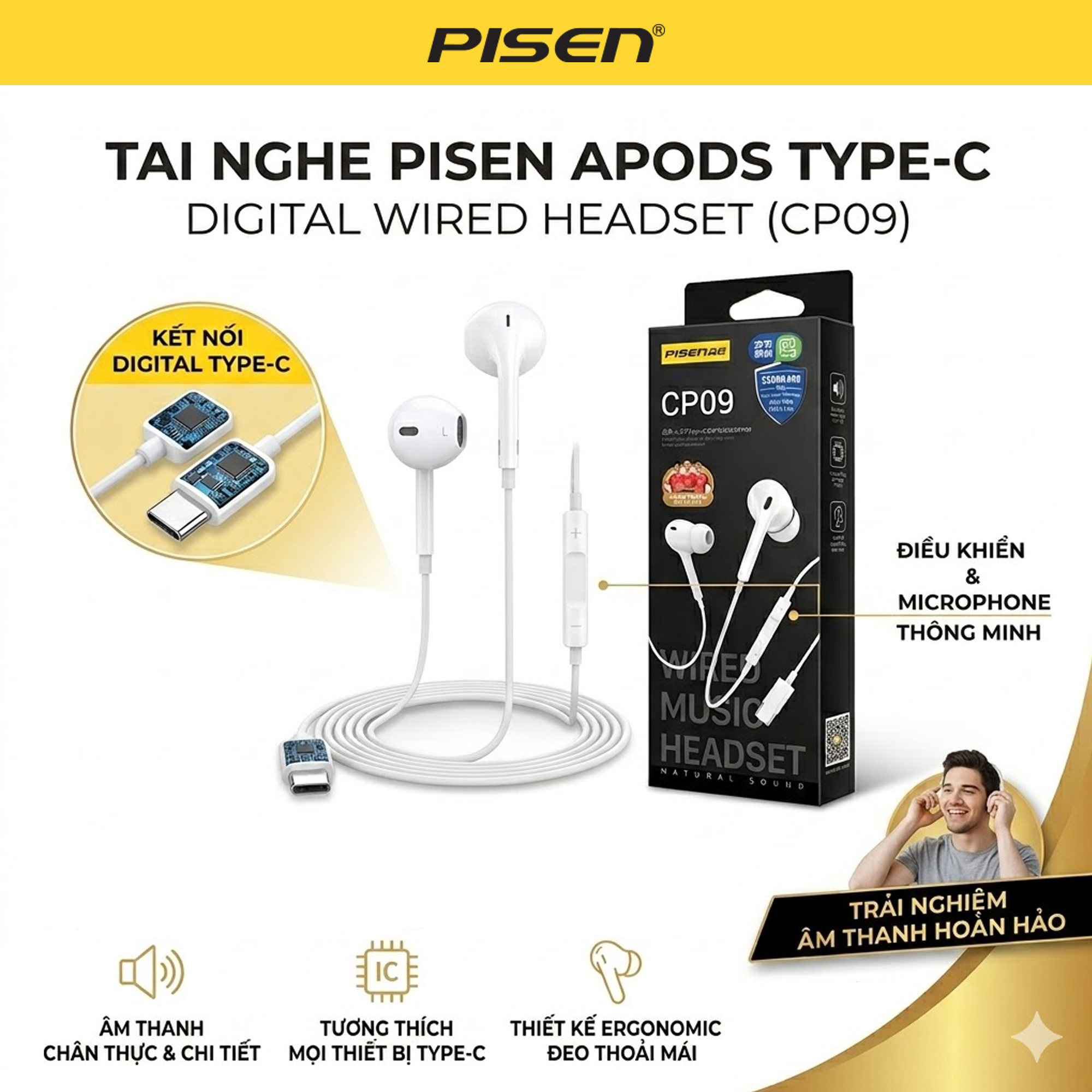 Tai nghe PISEN Apods Type-C Digital Wired