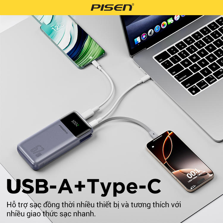 Sạc dự phòng PISEN Bolt 67W 20000mAh  - Trạm cứu hộ số 3