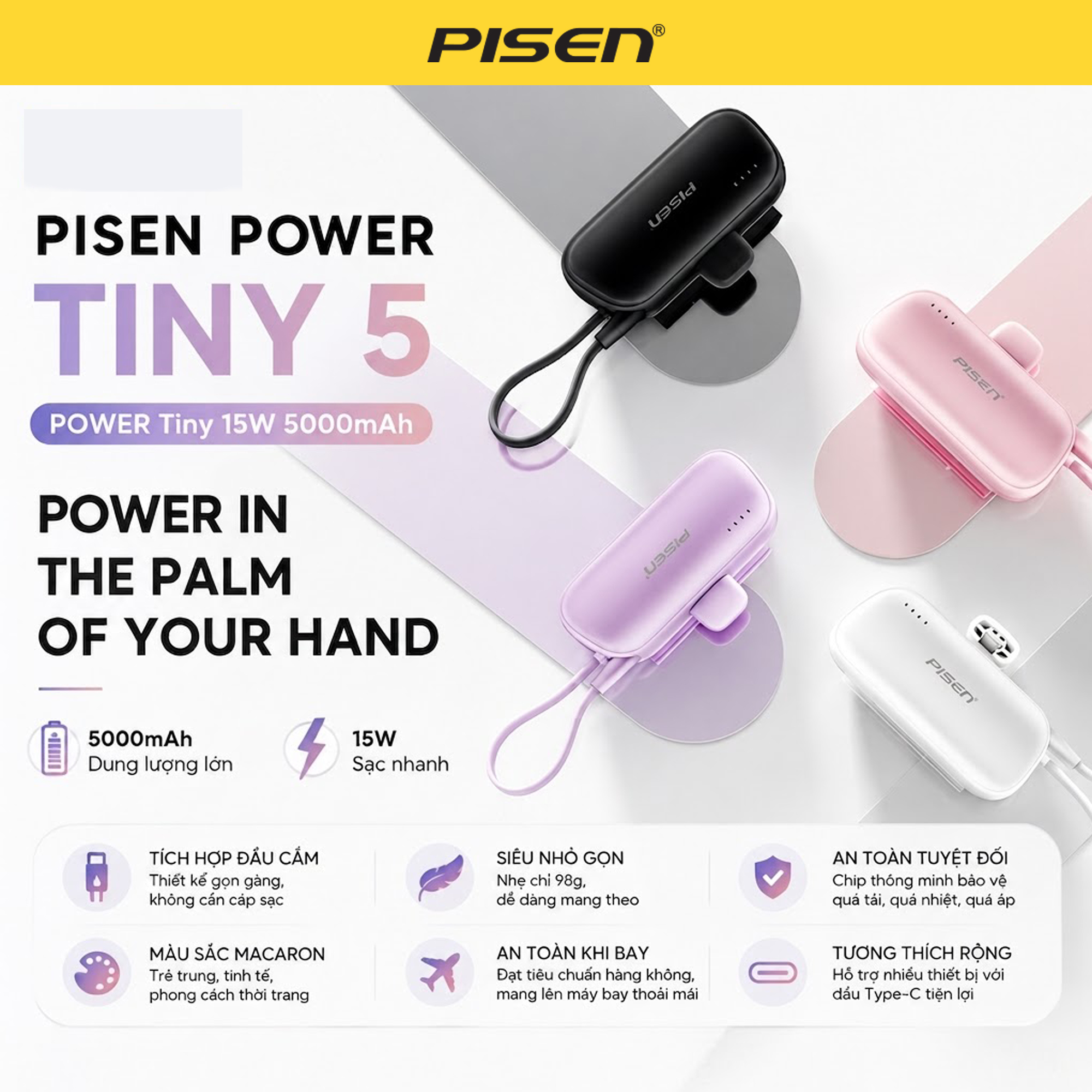 PISEN POWER Tiny 15W 5000mAh - TINY 5