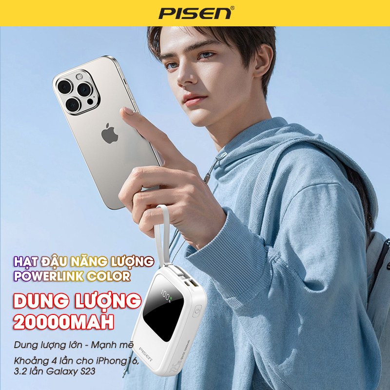 Hạt đậu năng lượng - PISEN QUICK POWERLink Color 22.5W 20000mAh
