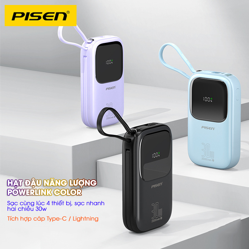 Hạt đậu năng lượng - PISEN QUICK POWERLink Color 30W 20000mAh